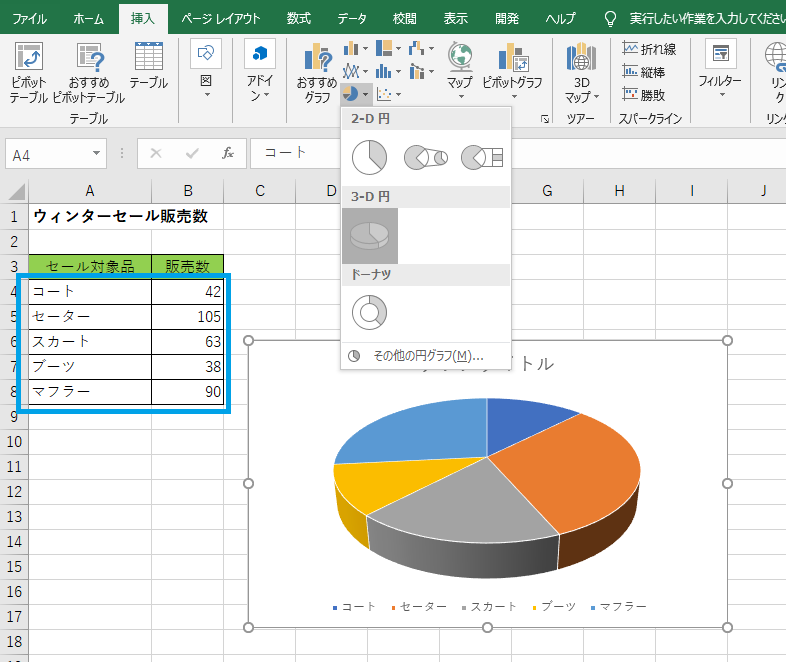 エクセル円グラフさくせい